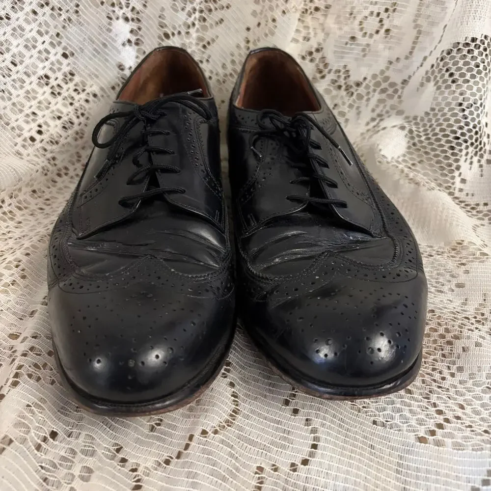 Bostonian Classics Men's US 11.5 Black Leather Wingtip Oxford Shoes
